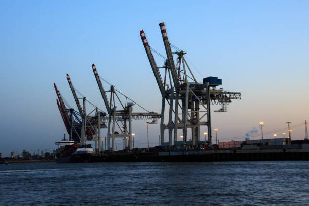 istock container dock with derricks in the port of Hamburg 940284160