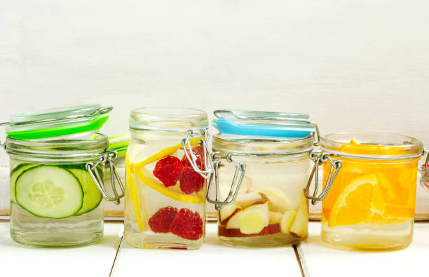 istock Healthy Spa Water with Fruit and vegetable. and orange spa water 940284506