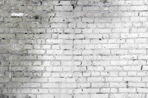 istock An old, white brick wall. Empty background of smooth rows of stones. 940285176