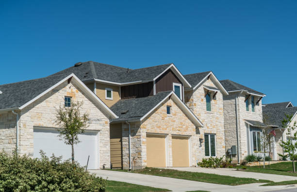 new development suburb in Austin, Texas Modern nice brick homes in new development suburb in Austin, Texas texas stock pictures, royalty-free photos & images