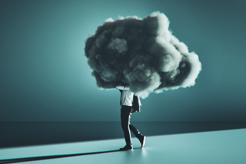 Imagen conceptual de la computación en nube móvil humorística photo