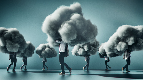 Imagen conceptual de la computación en nube móvil humorística photo