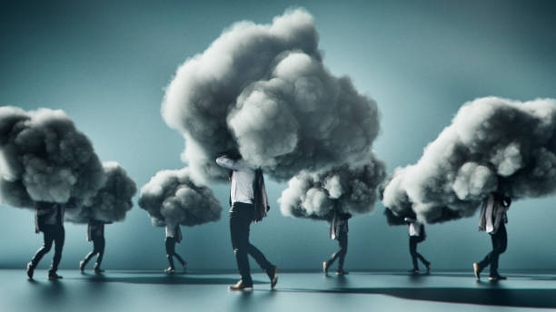 Humorous mobile cloud computing conceptual image Humorous mobile cloud computing conceptual image. cloud complexity stock pictures, royalty-free photos & images