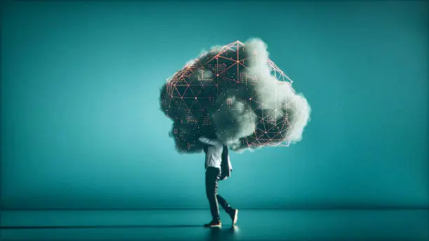 Humorous mobile cloud computing conceptual image.