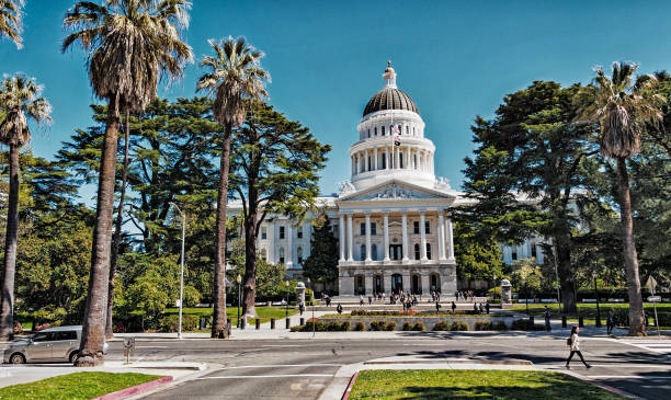 California Capitol with Visitors stock photo