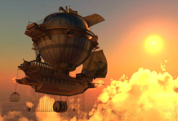 istock Fantasy Airship Zeppelin Dirigible Balloon 3D illustration 940318234