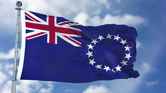 Cook Islands Flag in a Blue Sky. Use this clip loud and proud to express loyalty and love to our country. It is a seamless loop with luma channel.