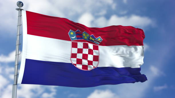 istock Croatia Flag in a Blue Sky 940320396