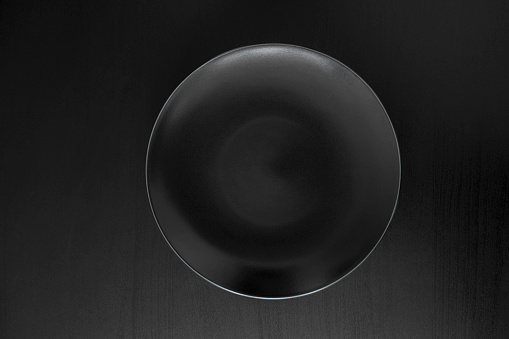 Empty black plate on black background