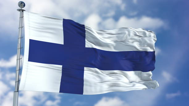 istock Finland Flag in a Blue Sky 940320598