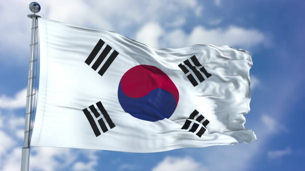 istock South Korea Flag in a Blue Sky 940324150