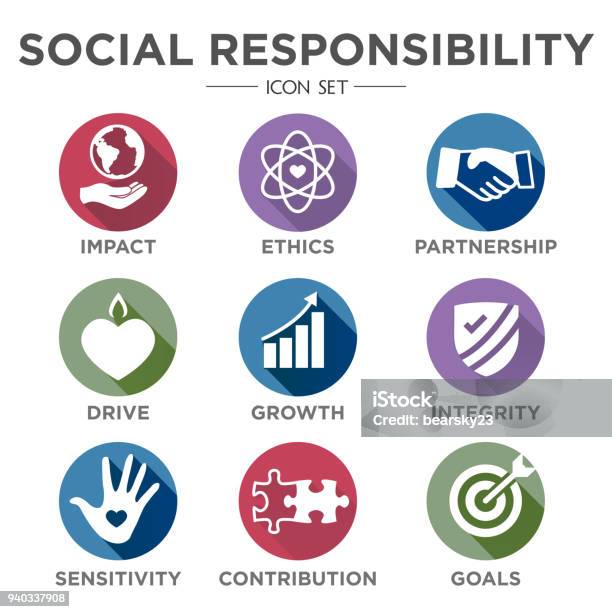 Social Responsibility Solid Icon Set Stock Illustration - Download Image Now - Icon Symbol, Morality, Honesty