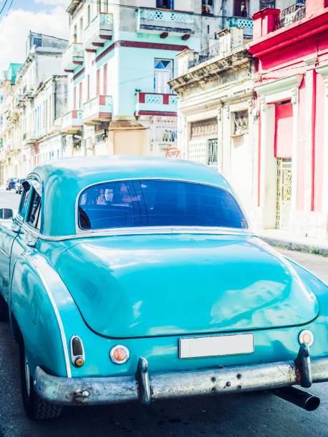 istock classical american car parked on Havana street 940343210