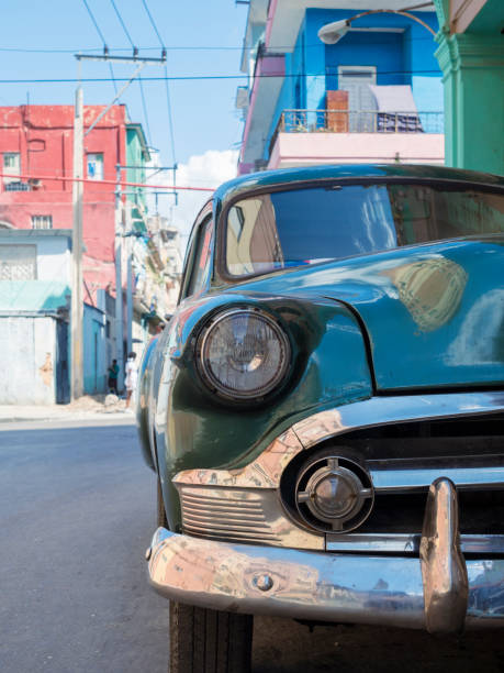 istock classical american car parked on Havana street 940343326