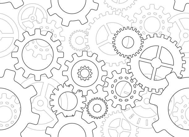 seamless cogs seamless cogs gears background working patterns stock illustrations