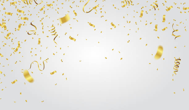 istock Abstract background party celebration gold confetti on white background. Christmas greeting concept. 940358114