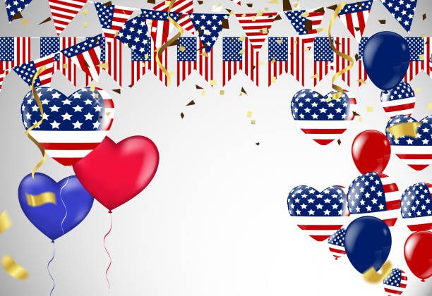 istock Independence day vector background with american flag and balloons, background. ,4th july independence day card 940358954