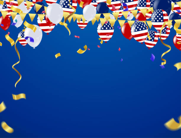 istock Independence day vector background with american flag and balloons, background. ,4th july independence day card 940359112
