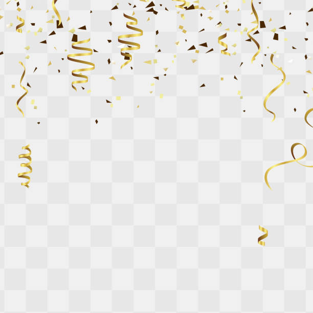шаблон праздничного фона с конфетти и золотыми лентами для фона дня независимости - streamer stock illustrations