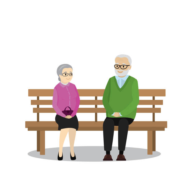 207 Cartoon Of The Two People Sitting On A Bench Illustrations & Clip Art -  iStock