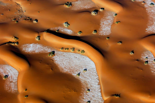 Sand Dunes Aerial View of Rub Al Khali desert stock photo