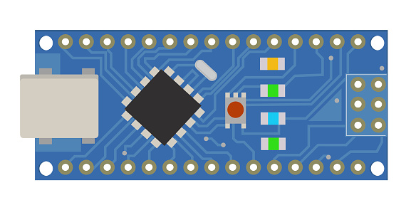 Diy Electronic Mini Board With A Microcontroller Leds Connectors And ...
