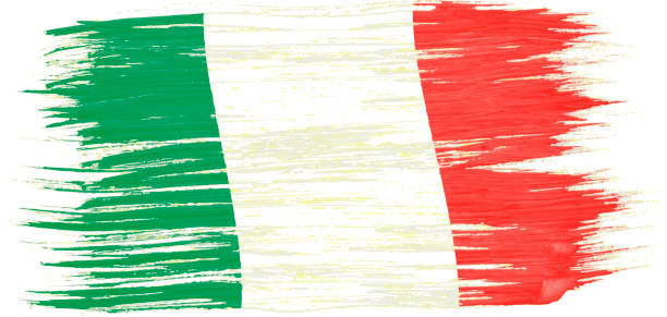 Art brush watercolor painting of Italy flag blown in the wind isolated on white background. Art brush watercolor painting of Italy flag blown in the wind isolated on white background. italy flag drawing stock illustrations