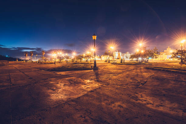 empty town square at night,Havana,Cuba.