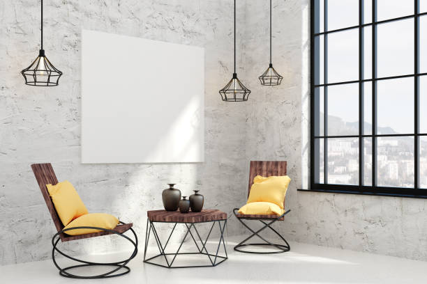 istock Contemporary living room with empty poster 940378662