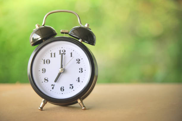 istock close up Vintage clock on green background. 940381758