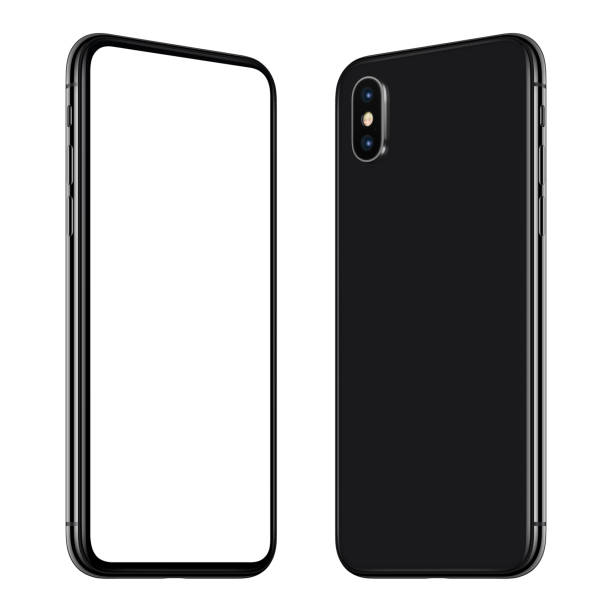 istock New black smartphone mockup front and back sides rotated and facing each other 940382680