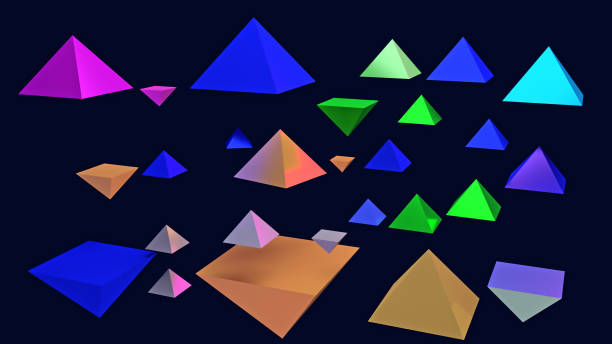 istock 3d illustration of hovering glossy pyramids 940391350