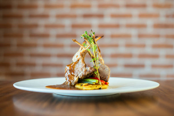 Gourmet main entree course grilled lamb