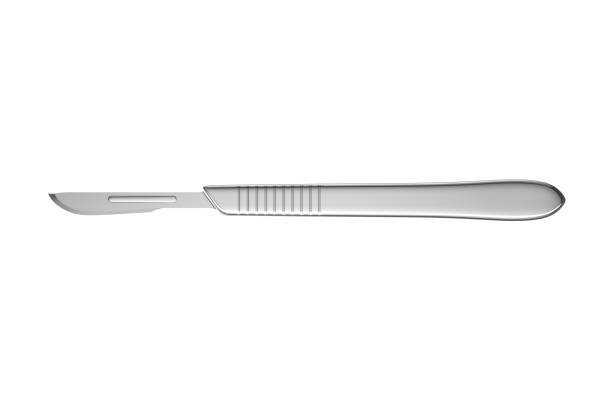 3d rendered surgical scalpel. stock photo