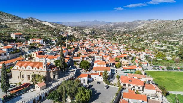 aerial kalavasos, larnaca, zypern - cypriot culture stock-fotos und bilder