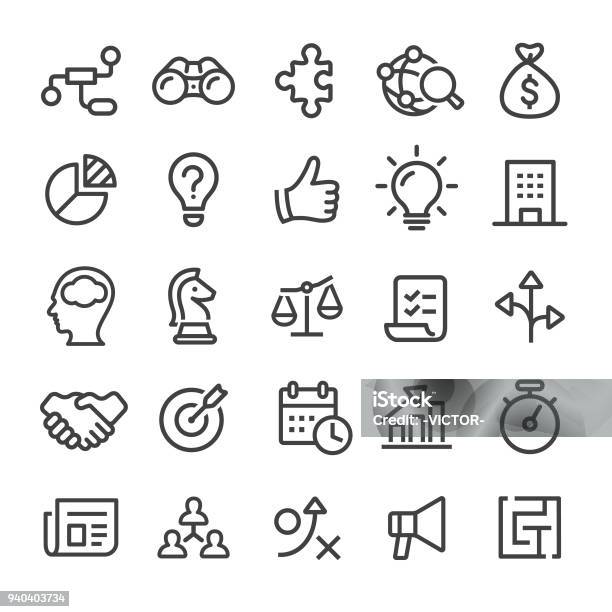 Business Icons Smart Line Series Stock Illustration - Download Image Now - Strategy, Expertise, Light Bulb