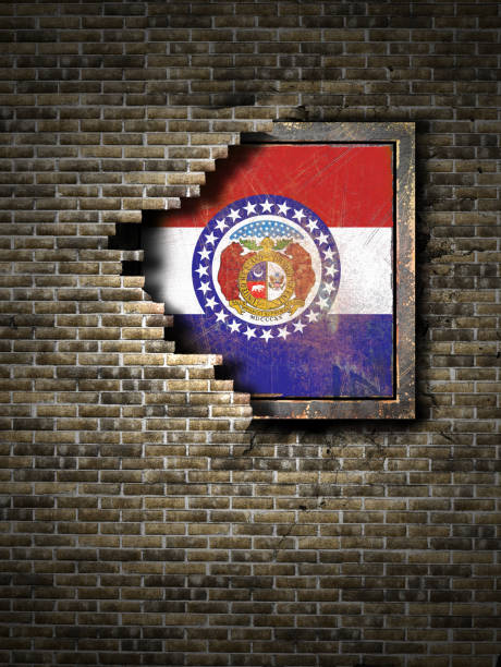 istock Old Missouri flag in brick wall 940407604