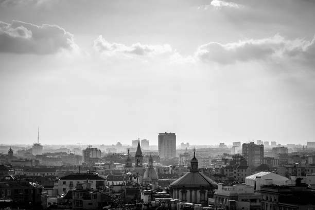 istock Milan cityscape - black and white image 940408218