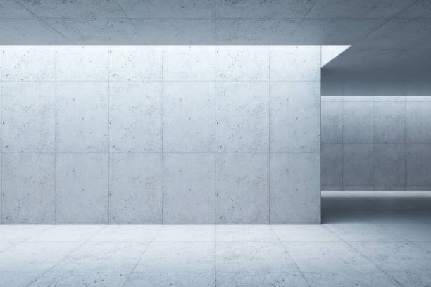 blank concrete space interior, 3d rendering stock photo