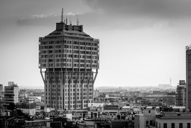 istock Milan cityscape - black and white image 940411150