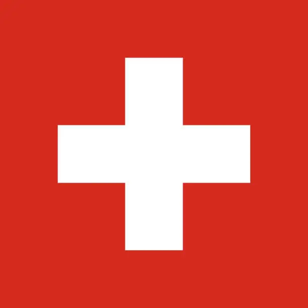 Vector illustration of The Flag Of Switzerland. National symbol of the state. Vector illustration.