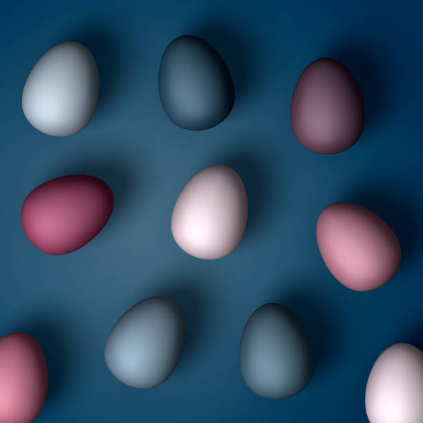 istock Hand painted gray and pink ombre Easter eggs background 940424354