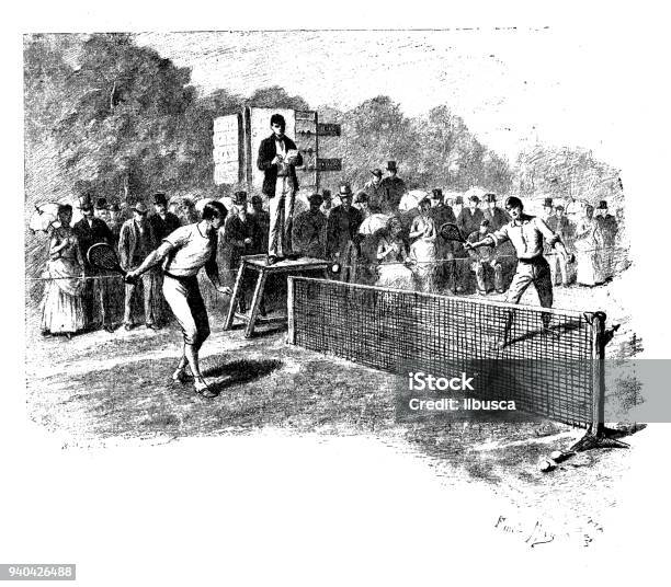 Antique Illustrations Of England Scotland And Ireland Tennis Stock Illustration - Download Image Now