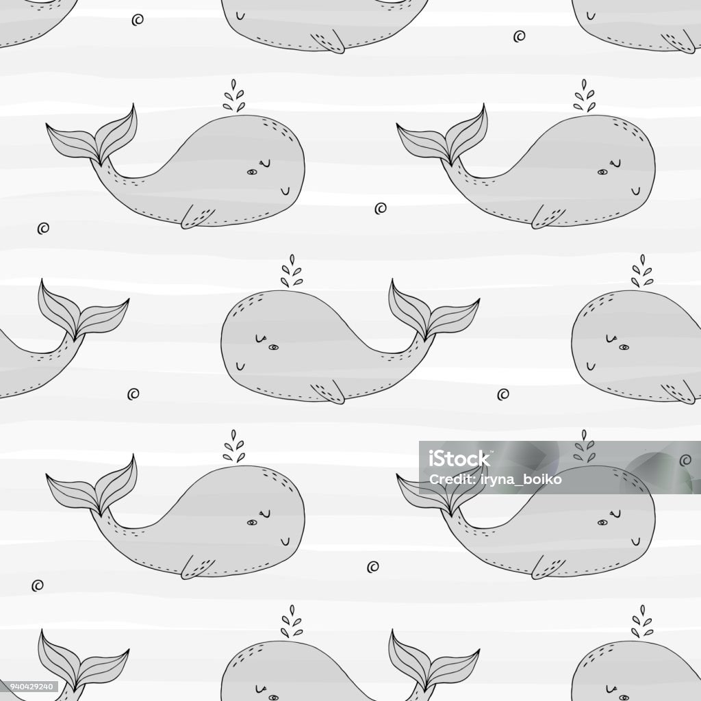 Cute background with cartoon whales. Baby shower design. Cute background with cartoon whales. Baby shower design Animal stock vector