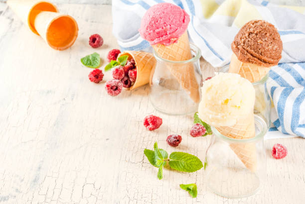 istock Various of ice cream flavor in cones 940431204