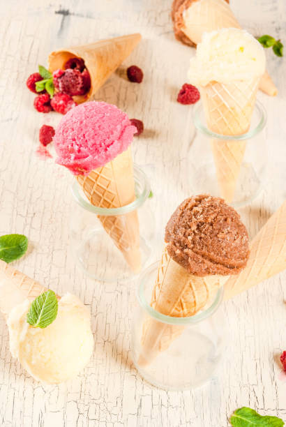 istock Various of ice cream flavor in cones 940432266