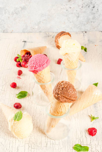 istock Various of ice cream flavor in cones 940432468
