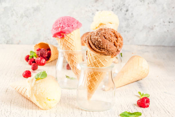istock Various of ice cream flavor in cones 940432472