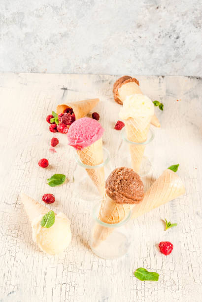 istock Various of ice cream flavor in cones 940432476