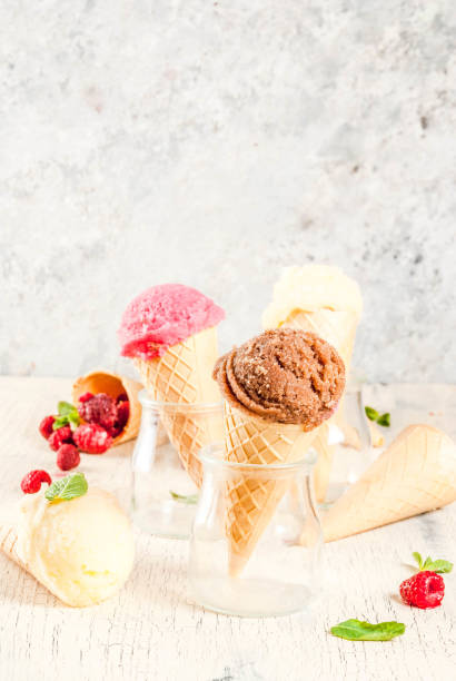 istock Various of ice cream flavor in cones 940432500
